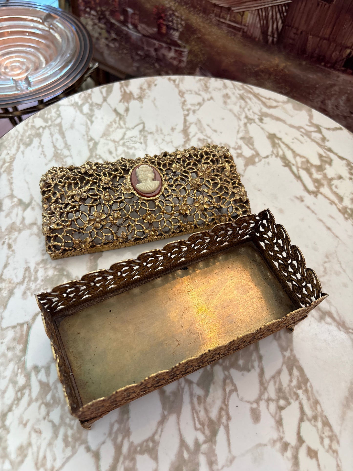 Ormolu Hollywood Regency box with cameo detail
