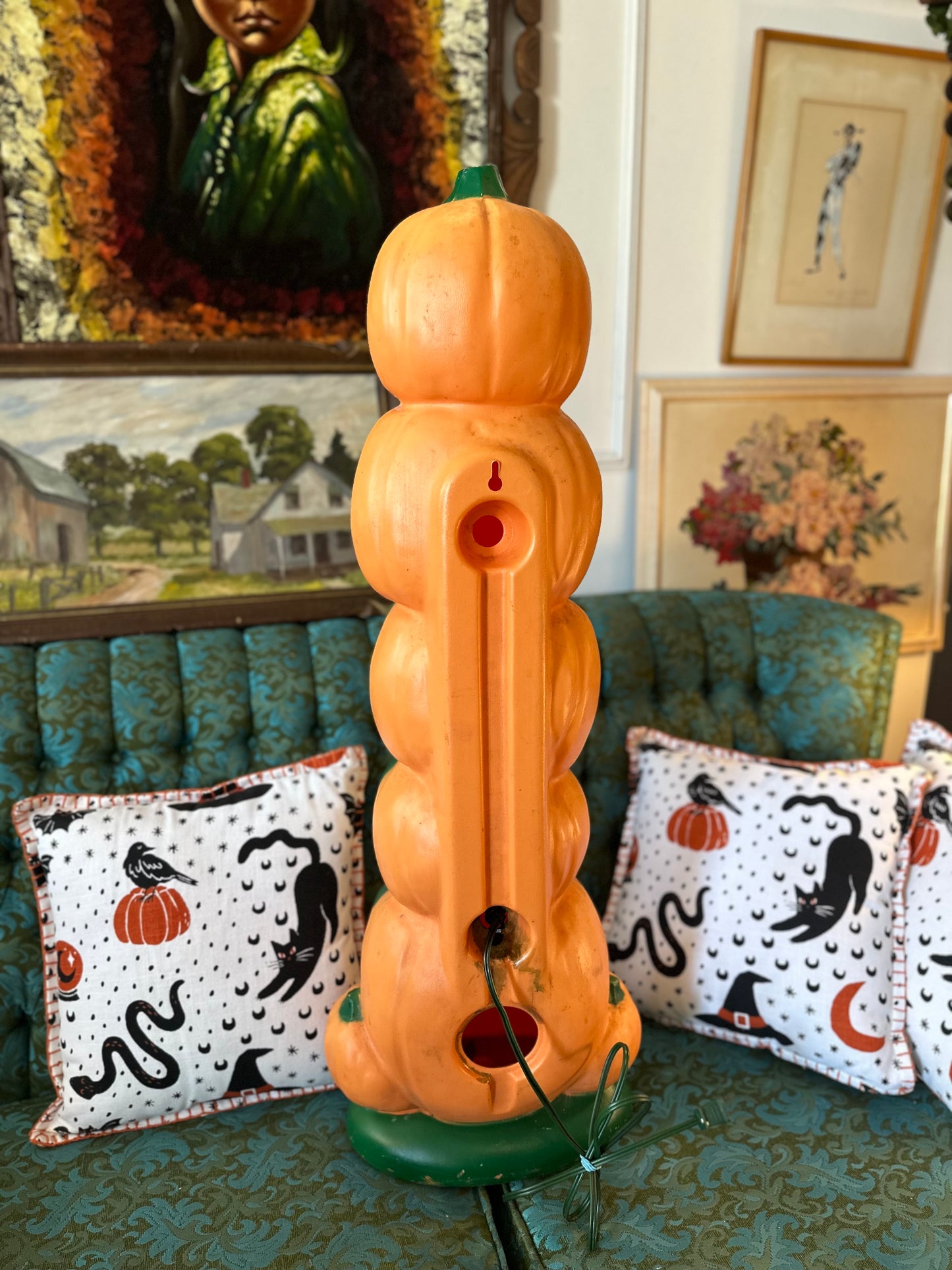 Tall stacked pumpkins vintage blow mold