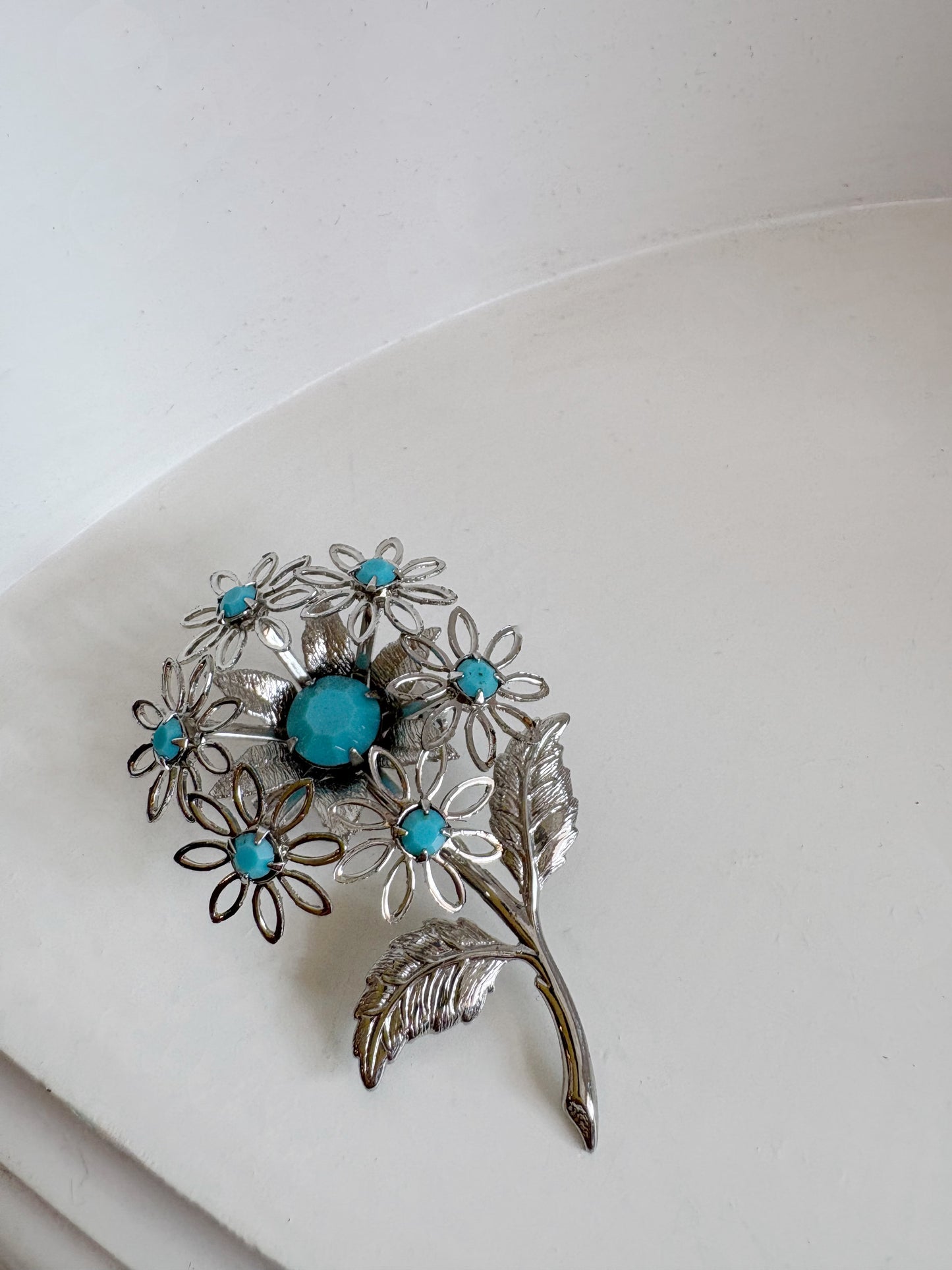 Brooch #9 - blue & silver flower