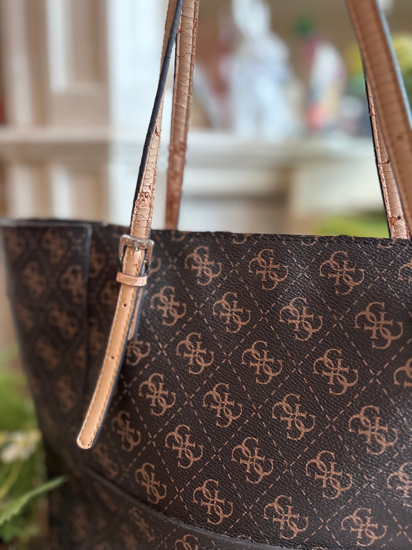 Brown Guess Purse - Quattro G Logo