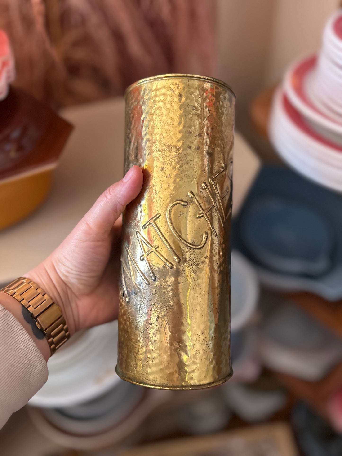 Lombard Brass Tall Matches Holder -  made in England