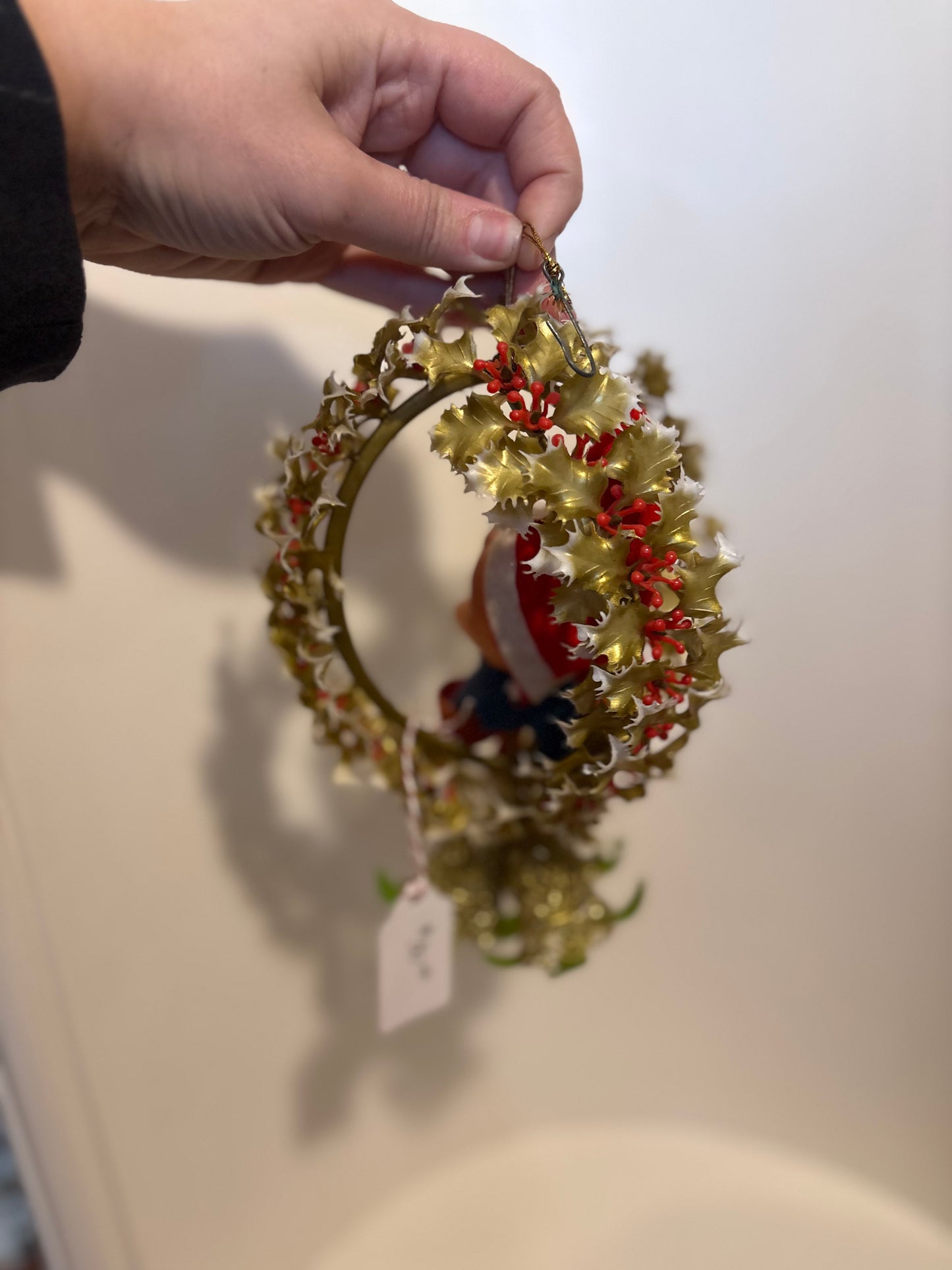 Vintage Elf in hanging Mistletoe