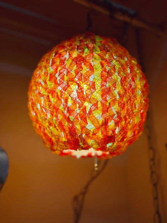 Mid Century Spaghetti Glass Globe Lamp