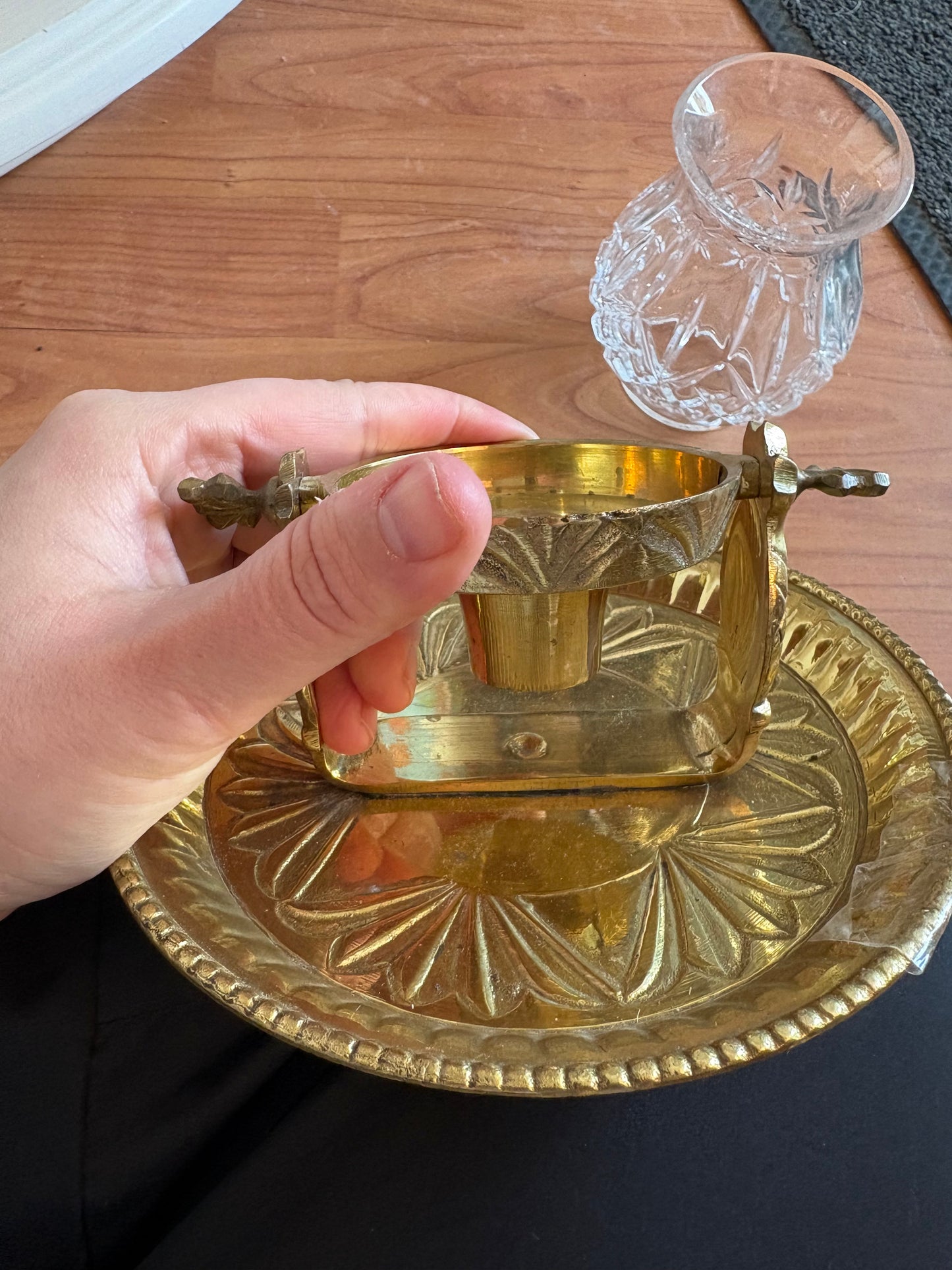 Rotating Sconce to Candlestick (Brass & Crystal)
