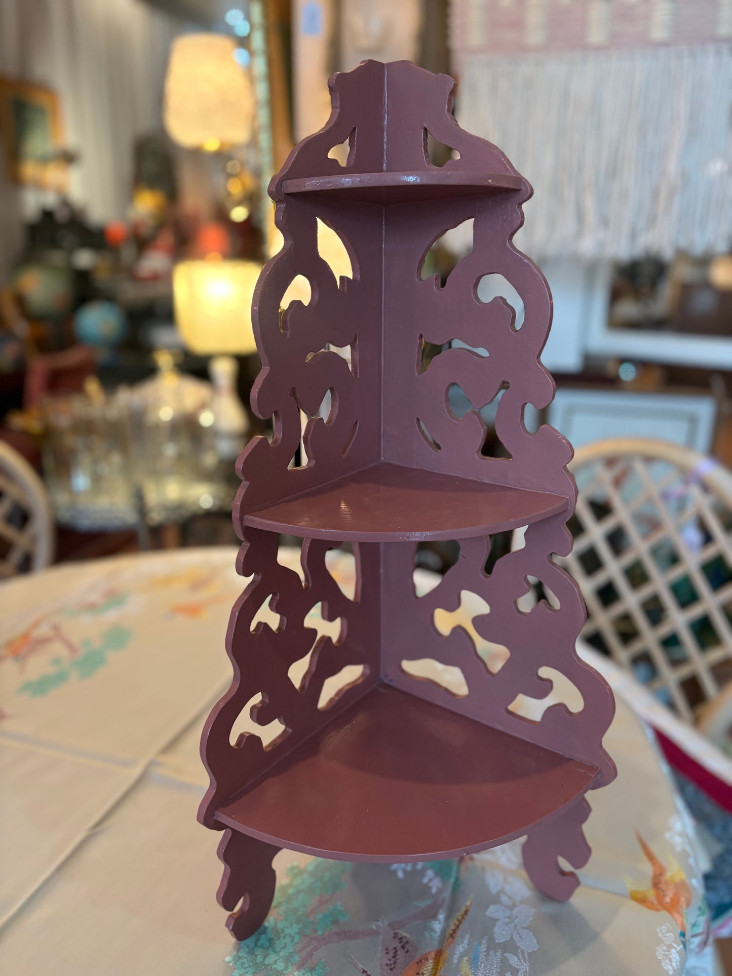 Dusty Rose Wooden Corner Shelf