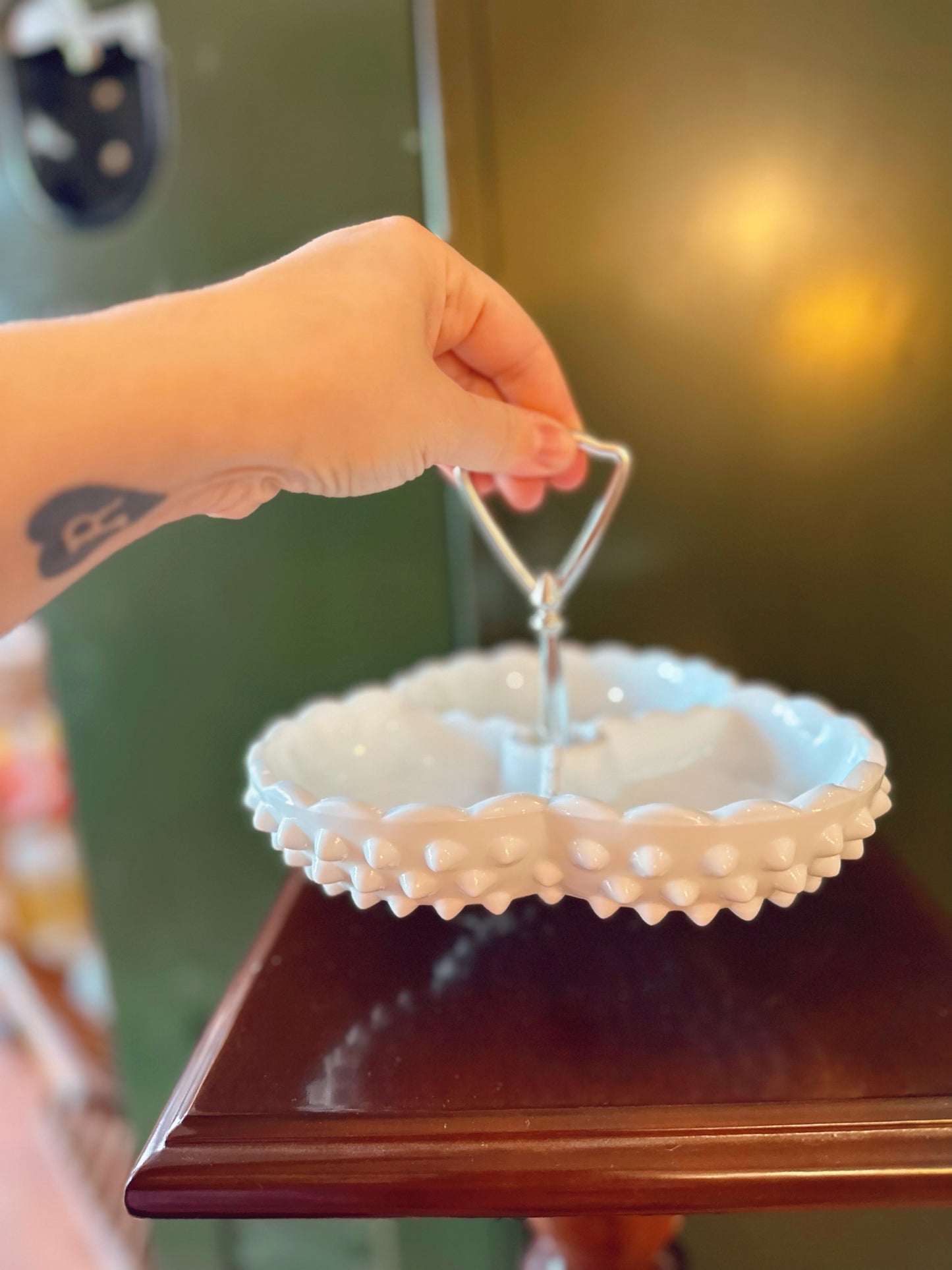 Fenton Glass hobnail tray