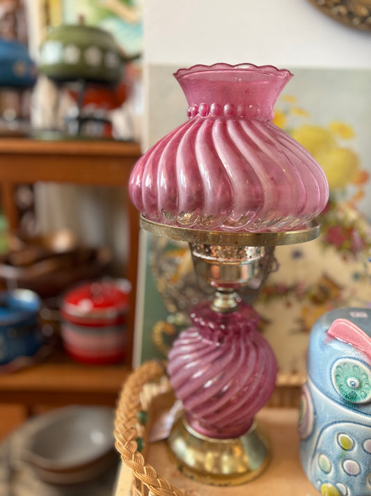 Cranberry Style Glass Lamp