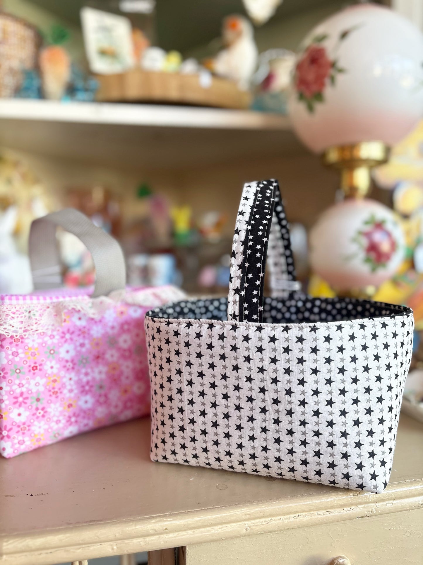 Black & White Stars Easter Basket handmade By Nana