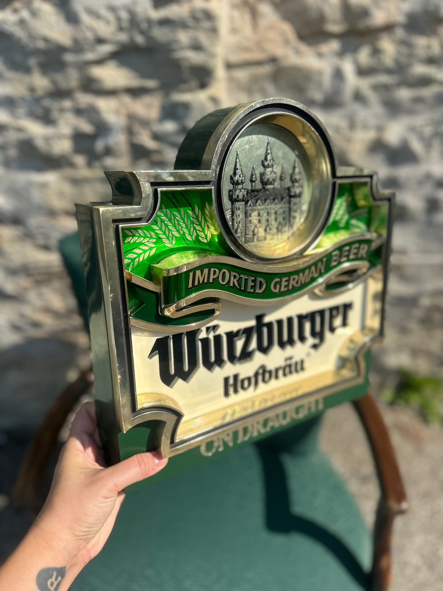 Wurzburger Hogbrau Imported German Beer plastic Wall Plaque