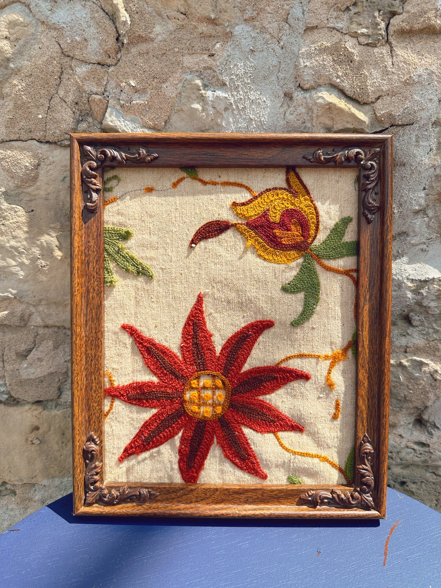 Small framed needlework wall art