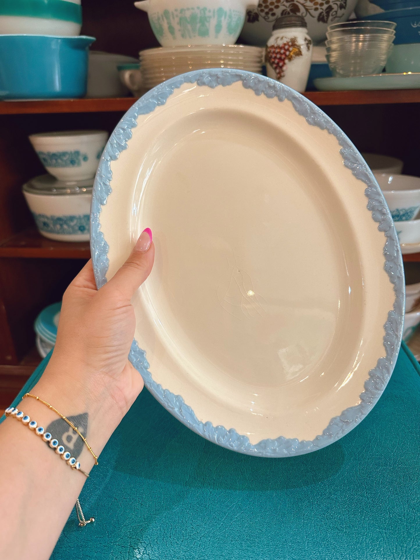 Blue & White English Oak Platter