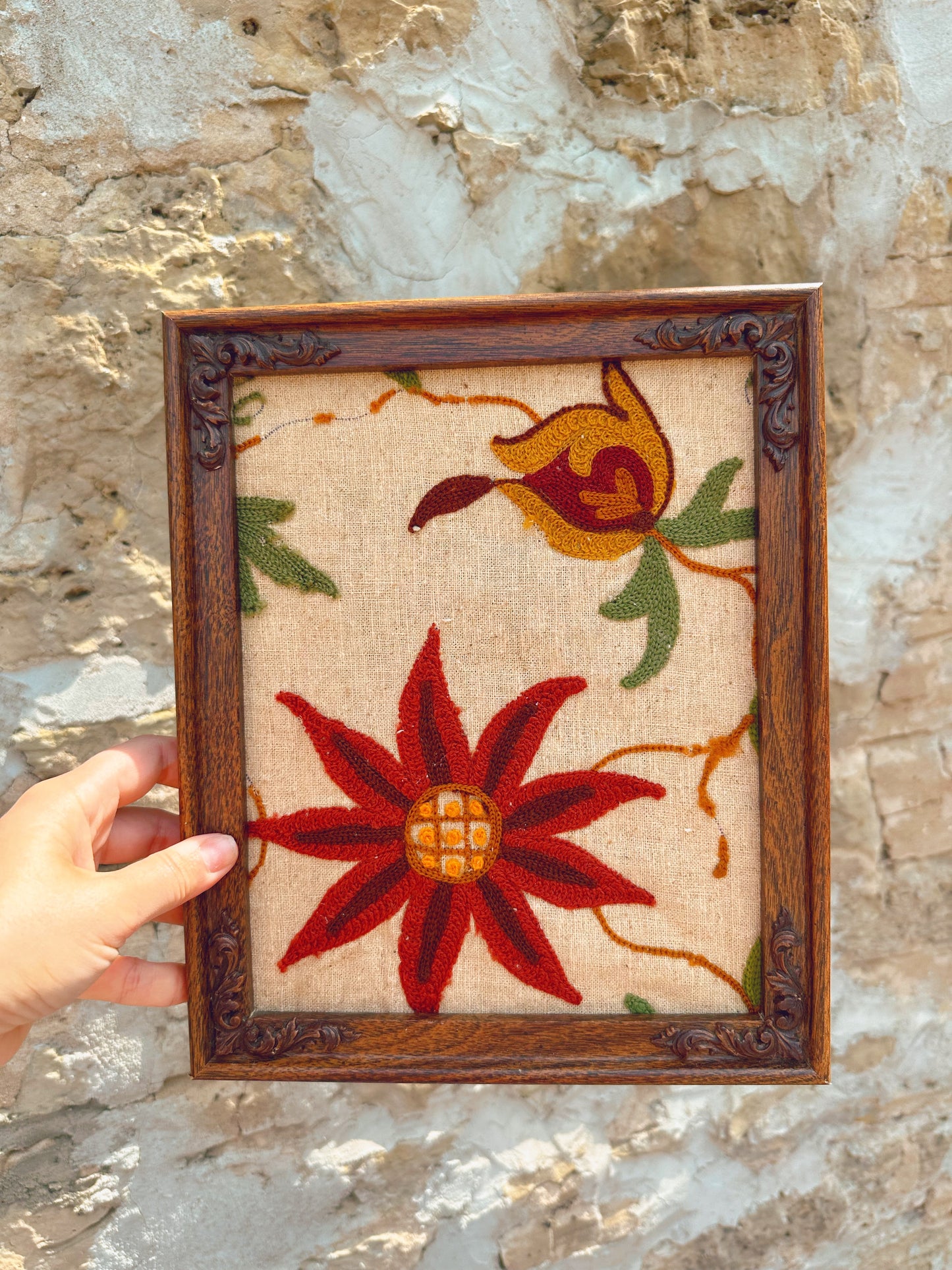 Small framed needlework wall art