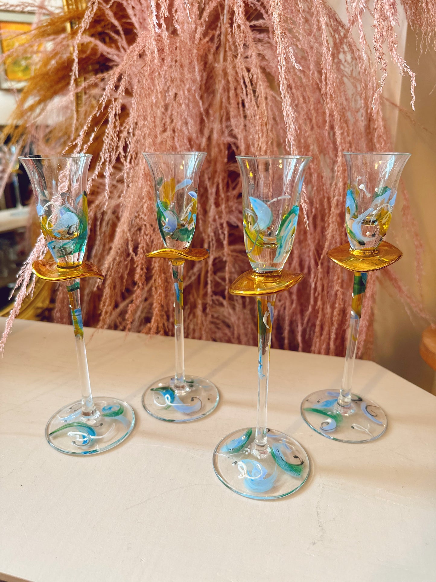 Set of 4 hand painted Liquor glases