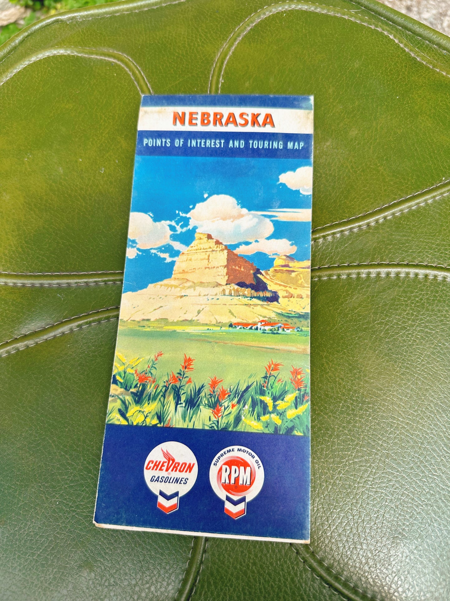 Vintage Nebraska Map - Chevron Gasolines