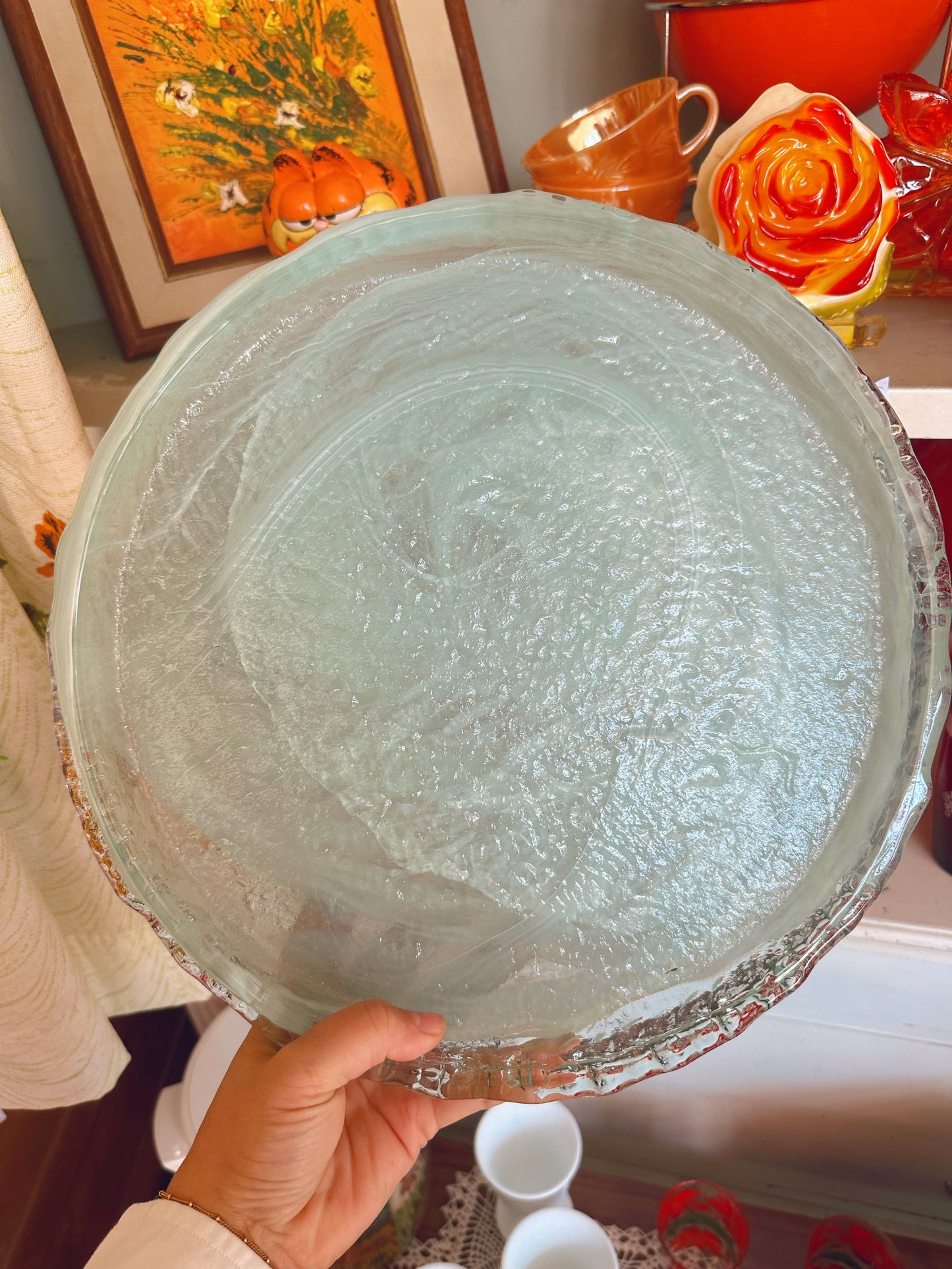 Large Art Glass Tray - pale blue