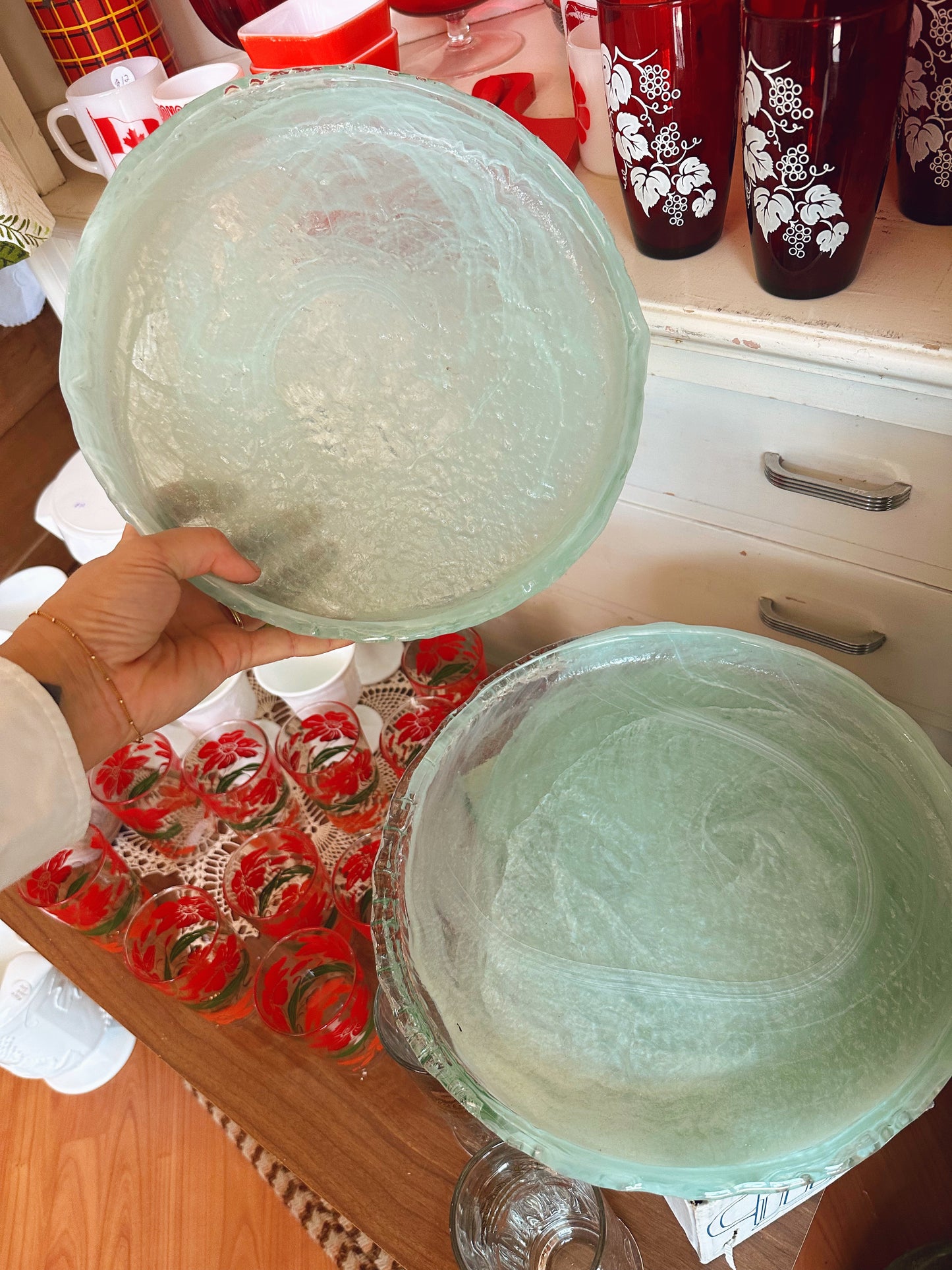 Large Art Glass Tray - pale blue