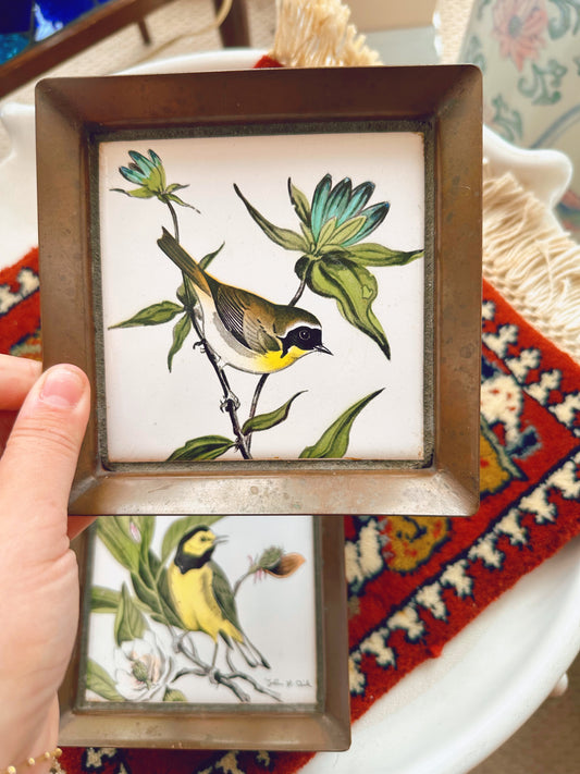 Pair of framed tiles - birds