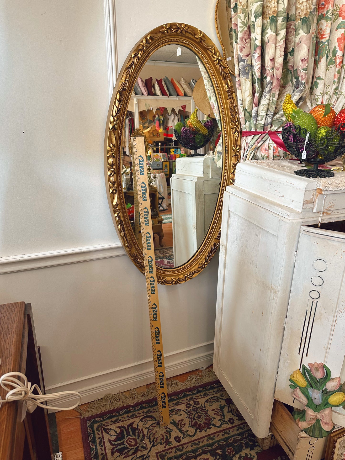 Extra Large oval mirror with gold frame