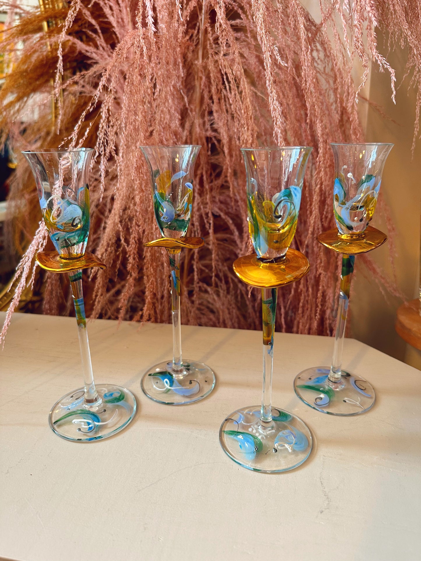 Set of 4 hand painted Liquor glases