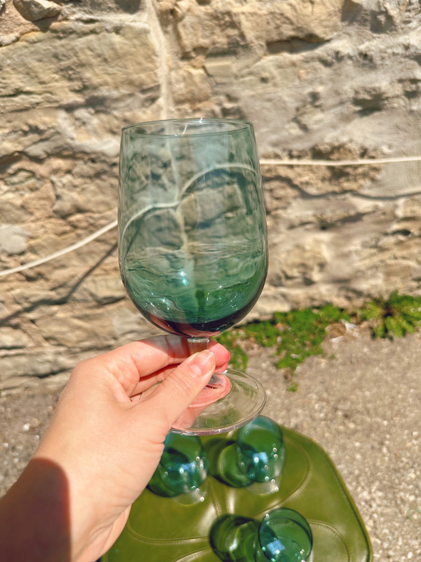 Set of 4 blue goblet glasses