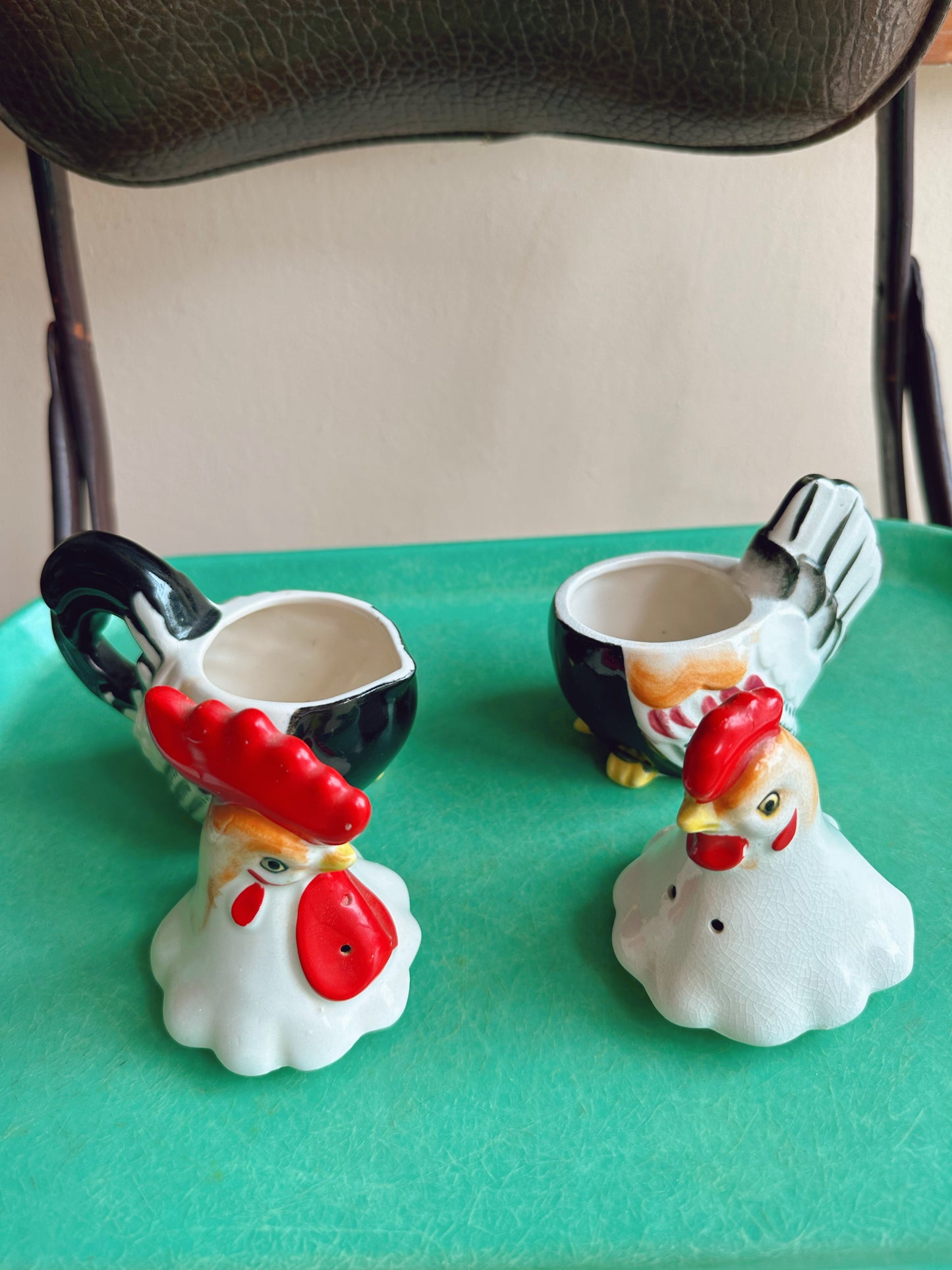 Rooster Salt & Pepper Shakers/ cream & sugar