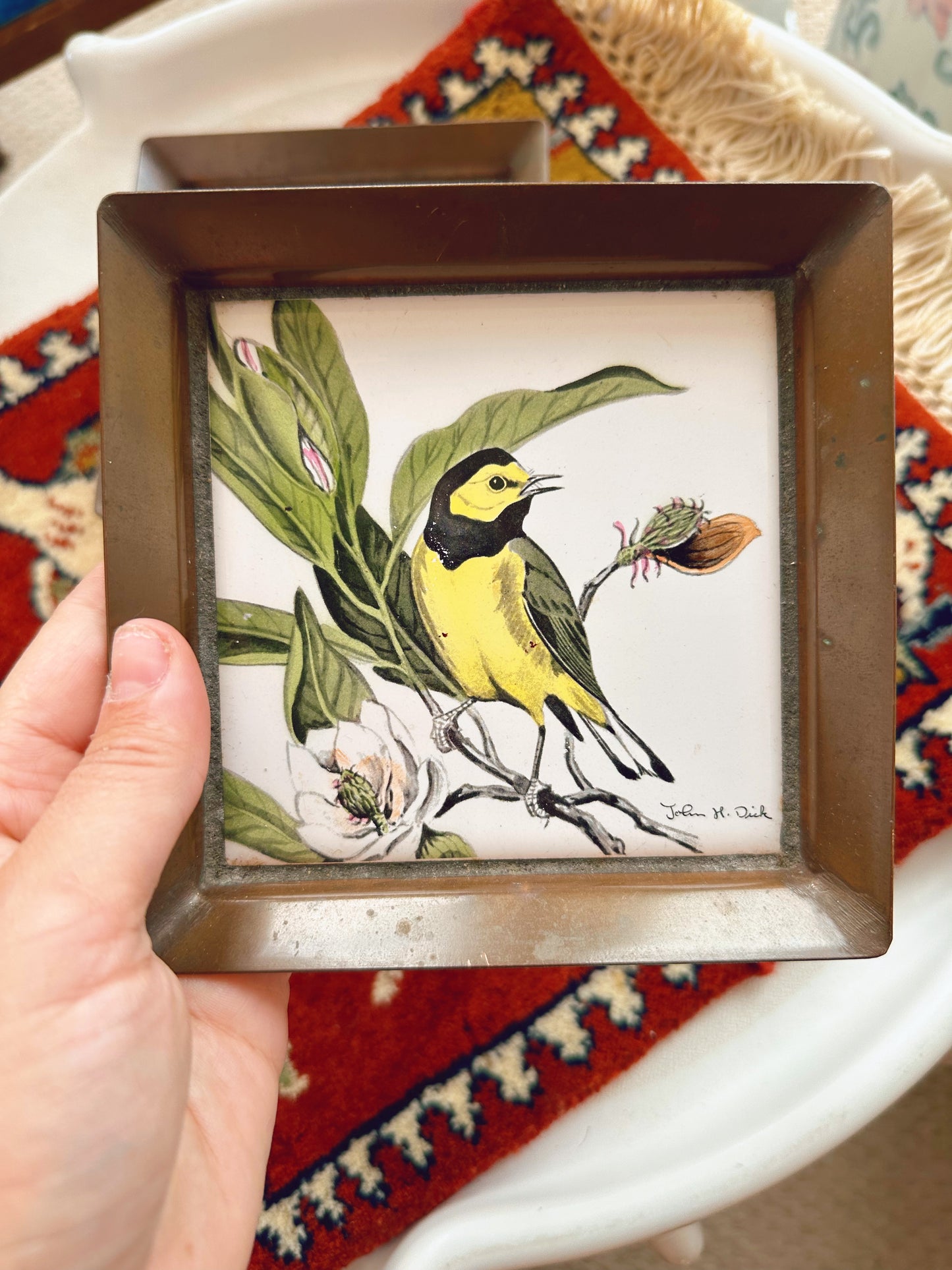 Pair of framed tiles - birds