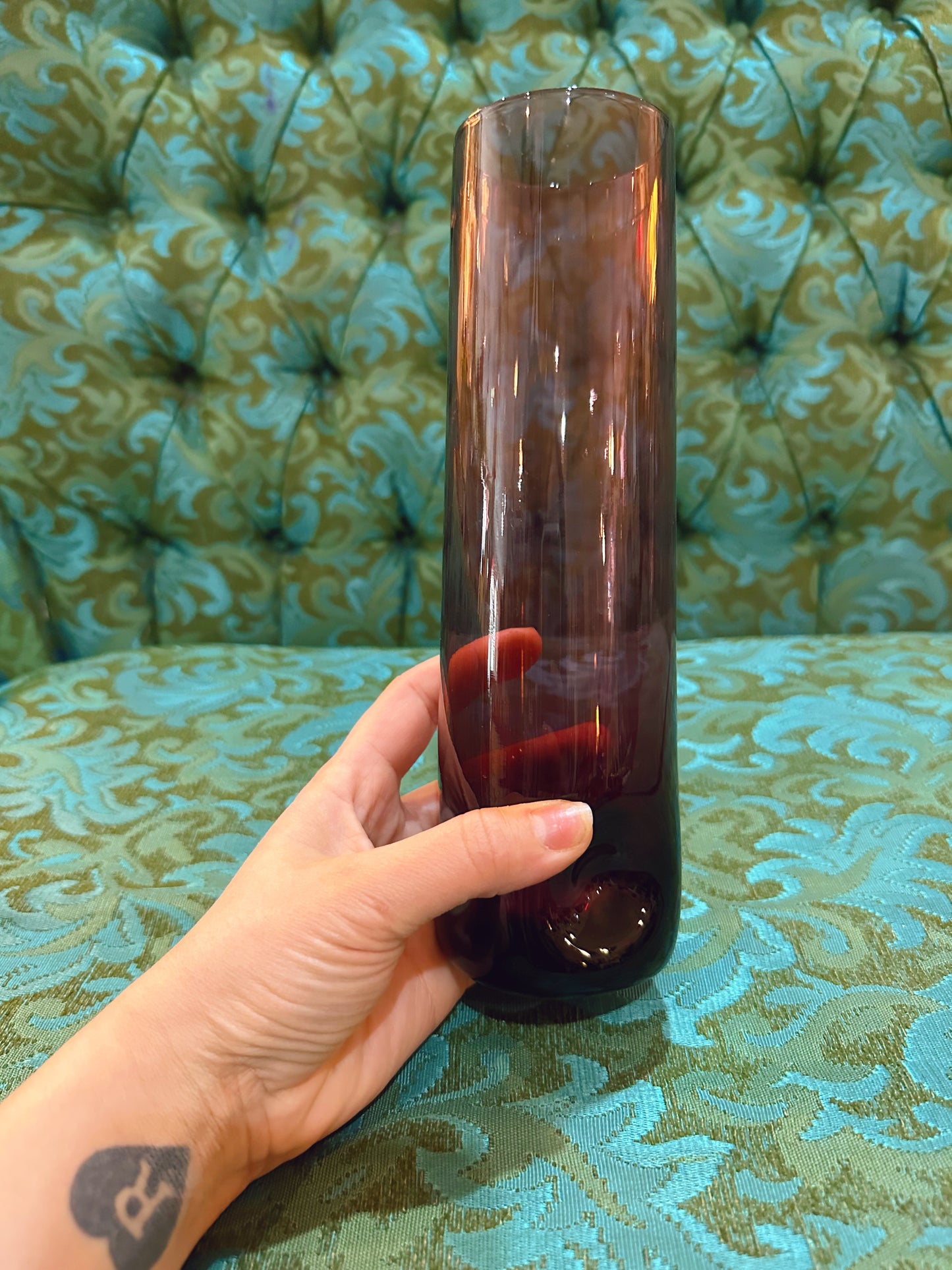 Mid Century Modern purple art glass vase