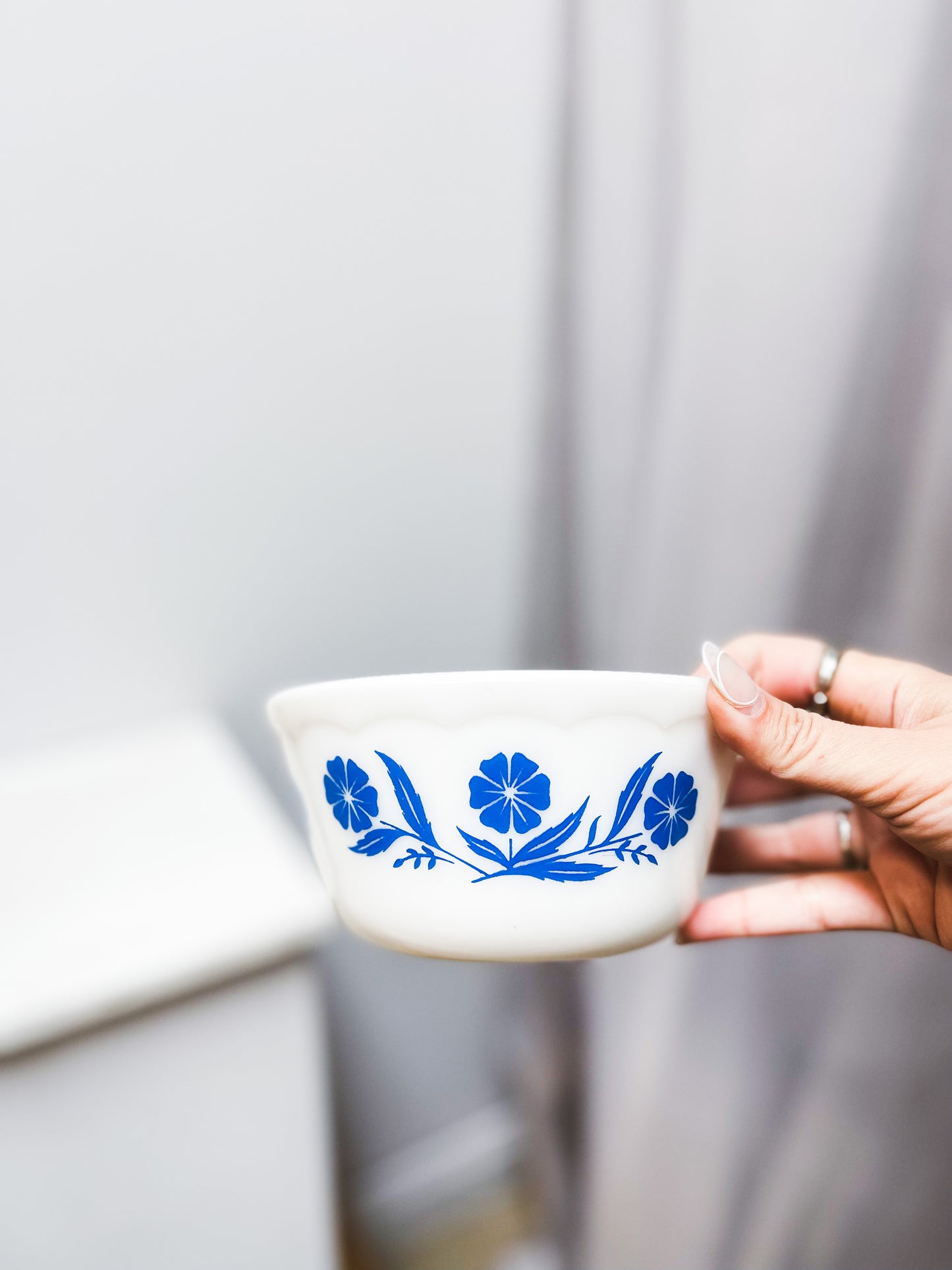 Small mixing bowl with blue floral pattern