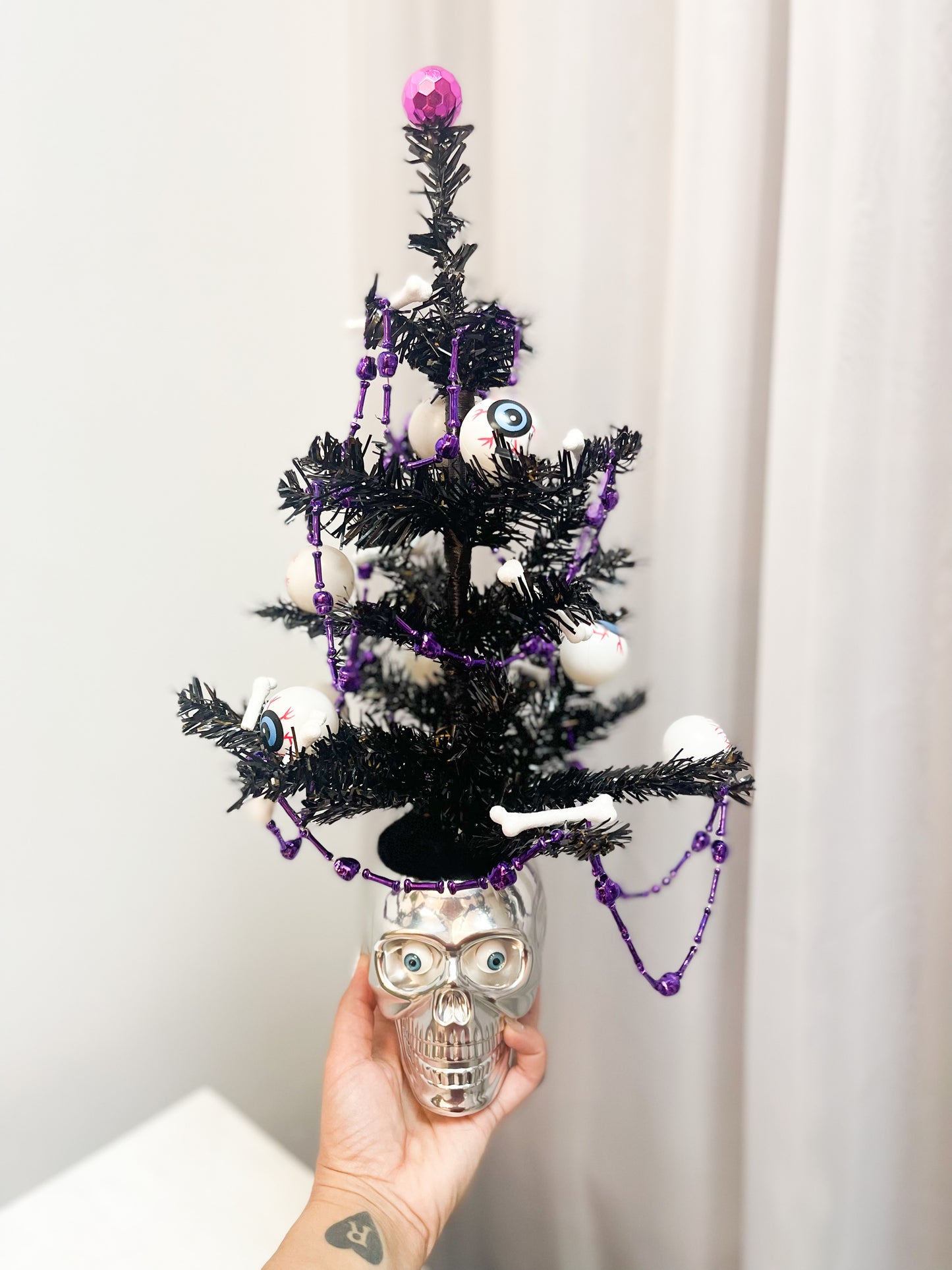 Halloween Tree with Silver Skull