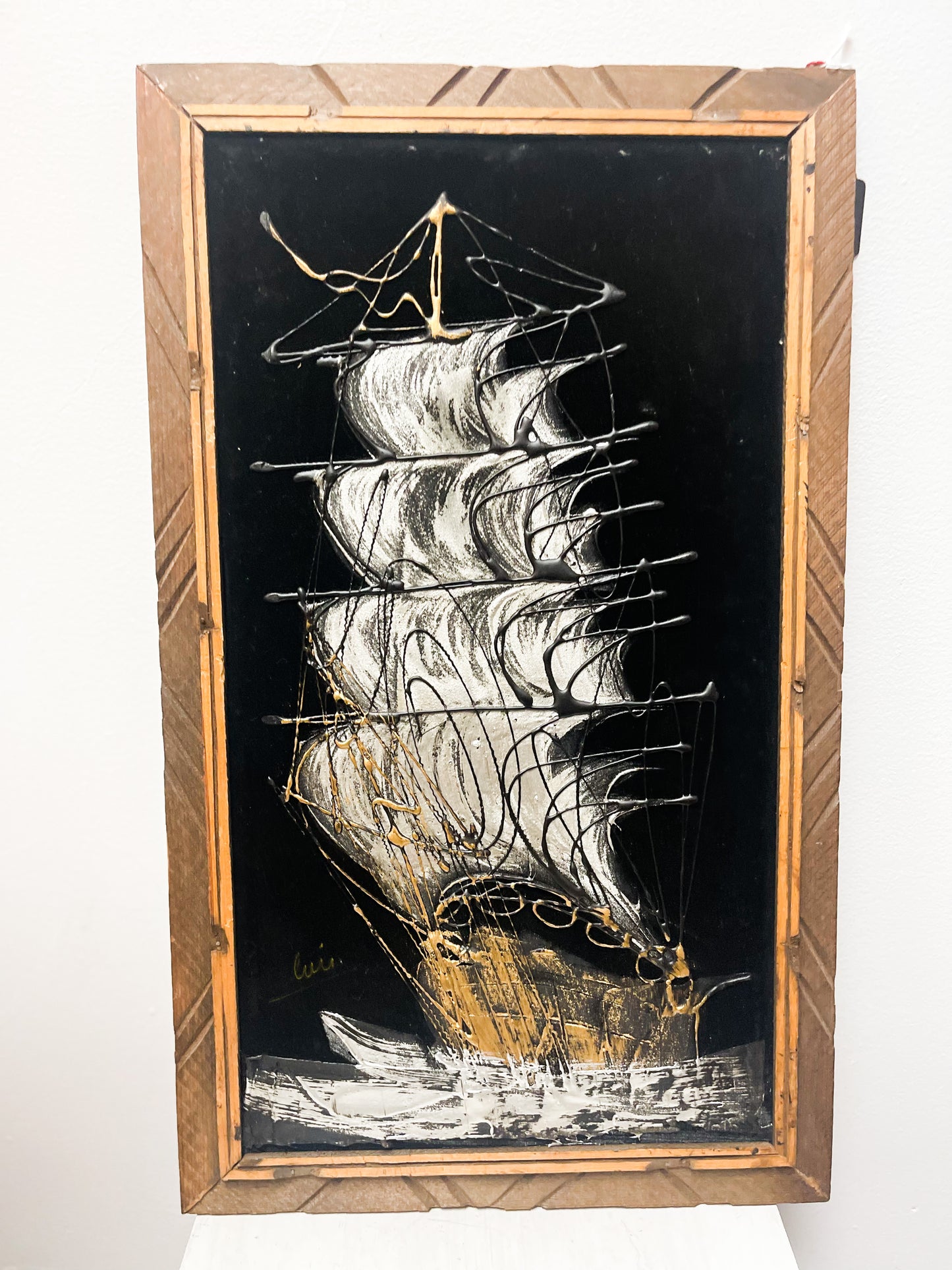 Velvet Pirate Ship Painting