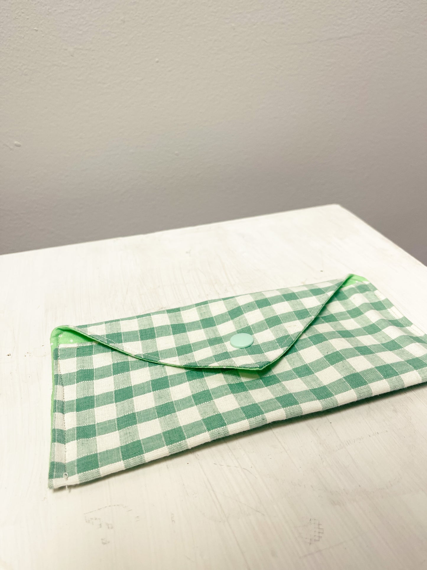 Handmade Green Gingham Wallet