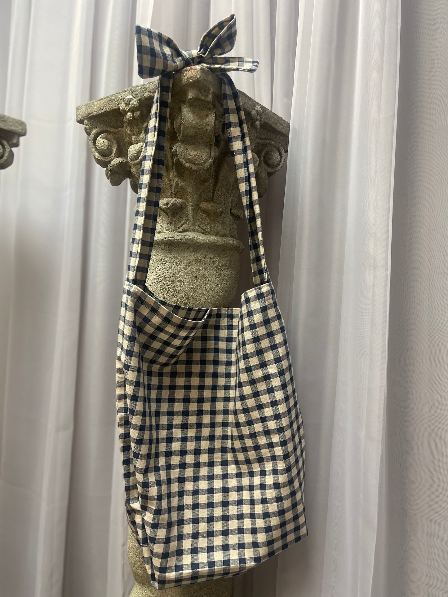 Handmade Blue Gingham Tote Bag