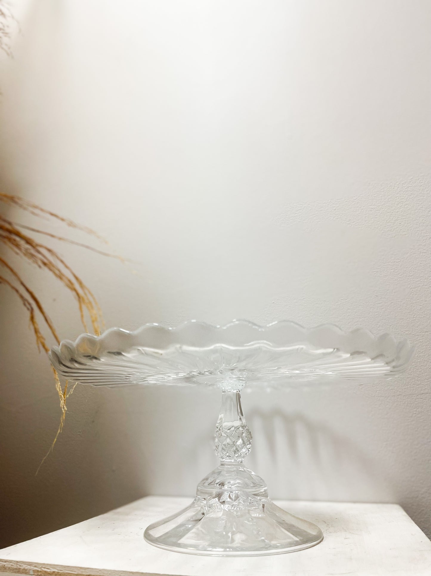 Large glass cake plate