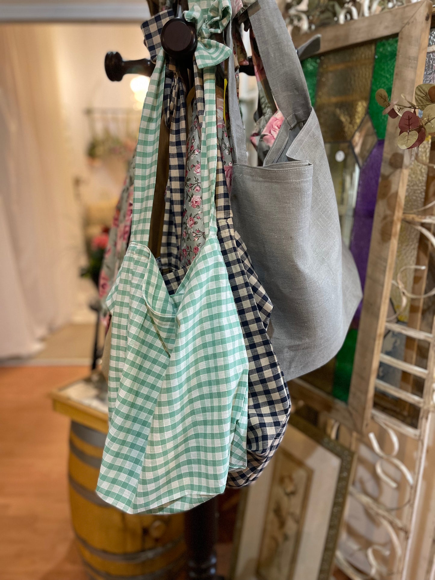 Handmade Blue Gingham Tote Bag