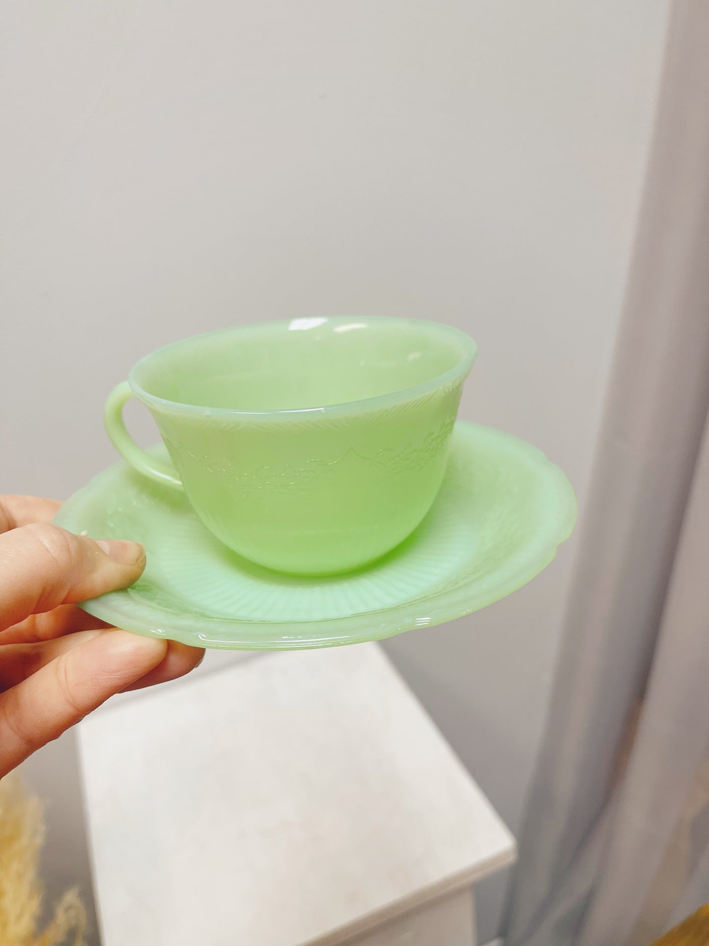 Fire King Jadeite Tea Cup & Saucer Sets