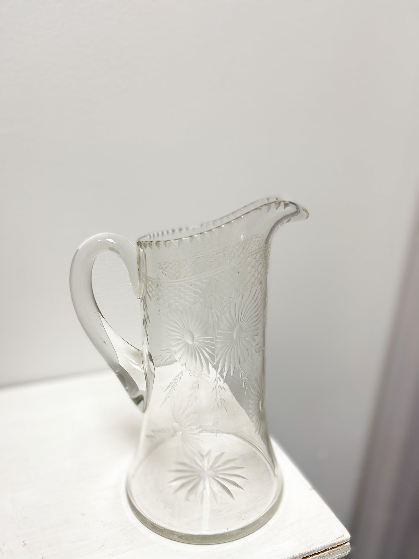 Etched Glass Pitcher