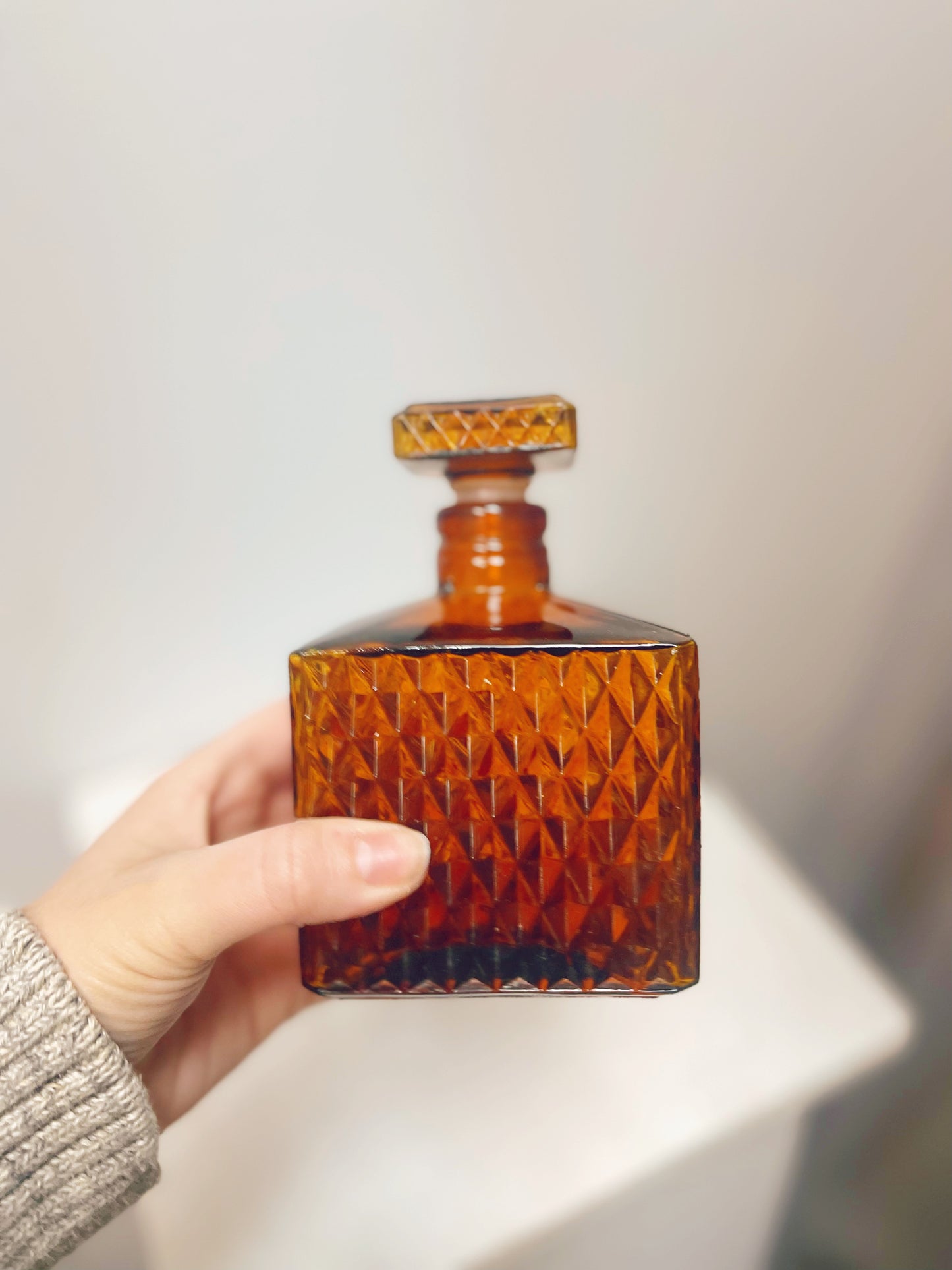 Amber glass decanter