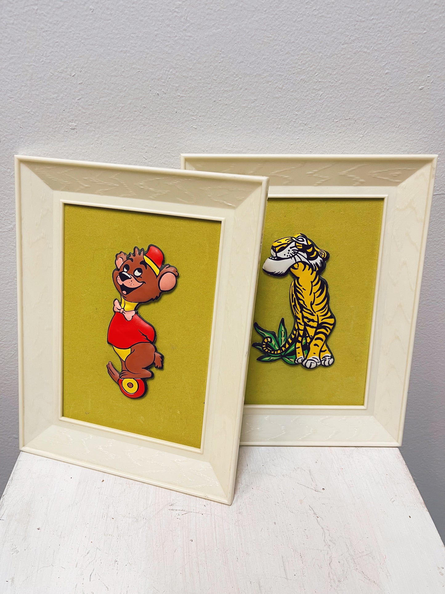 Pair of rare 1960s 3D Disney Wall art Shere Khan & Bongo the Bear