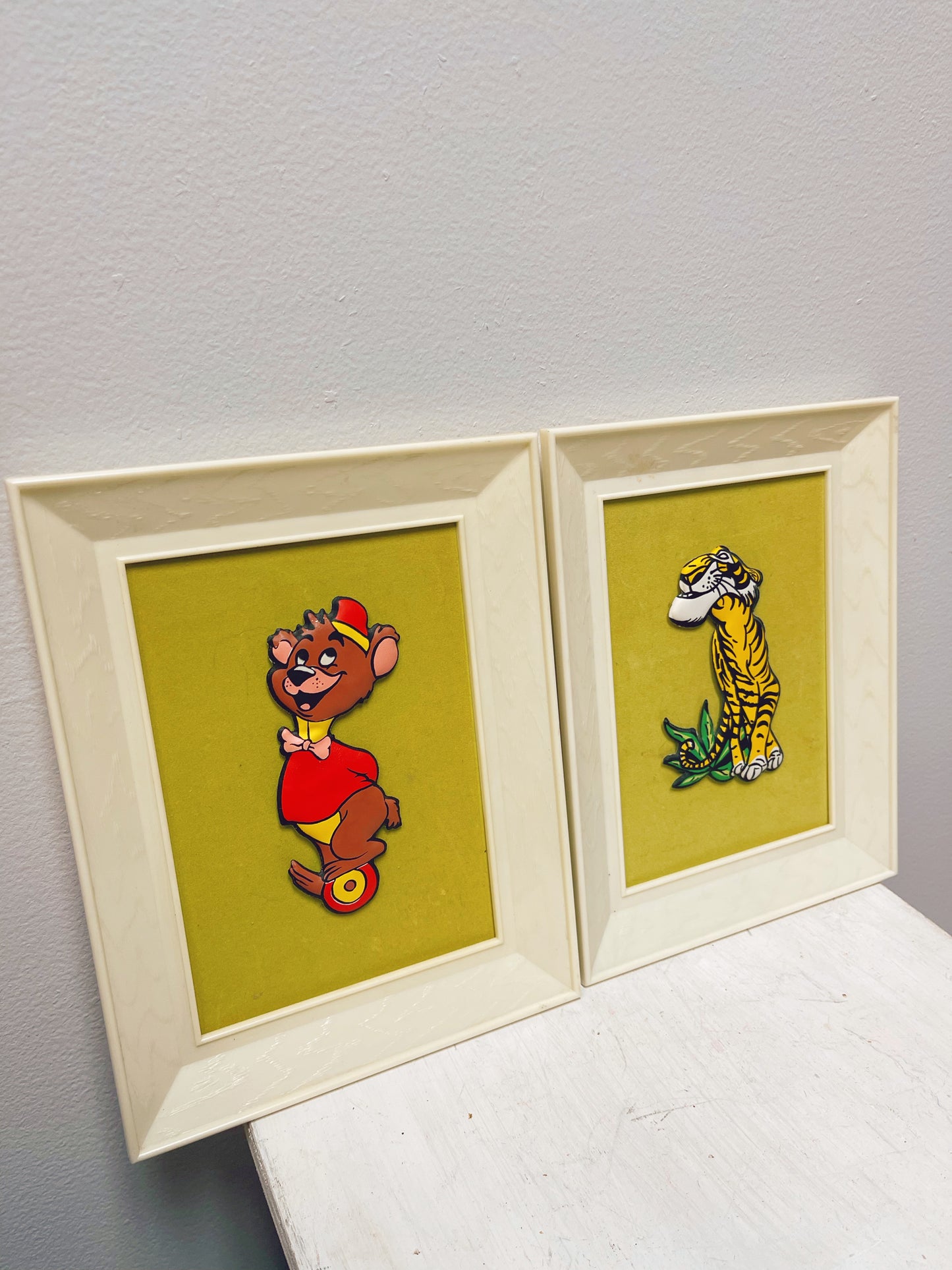 Pair of rare 1960s 3D Disney Wall art Shere Khan & Bongo the Bear