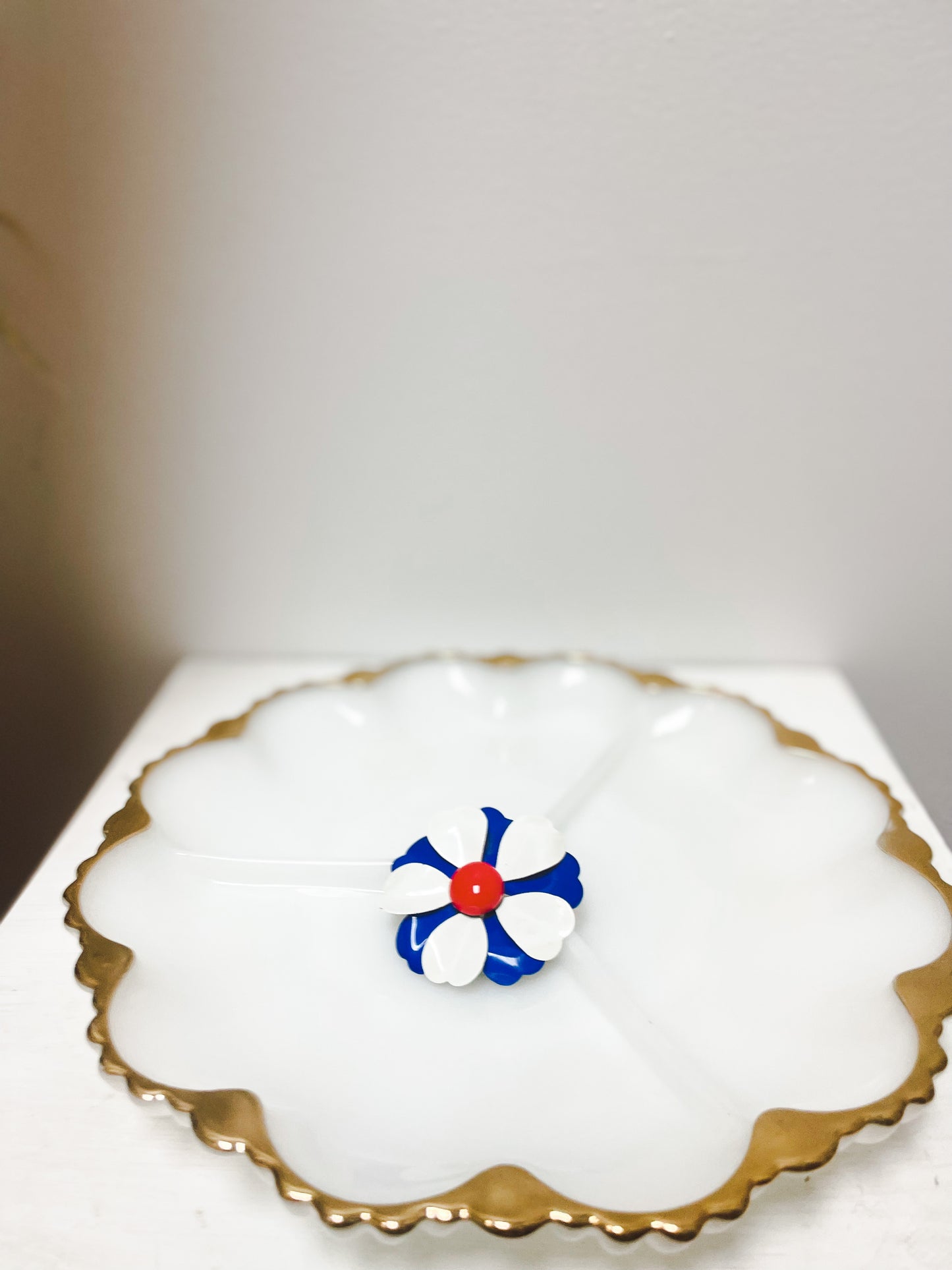 Blue, Red & White Enamel brooch