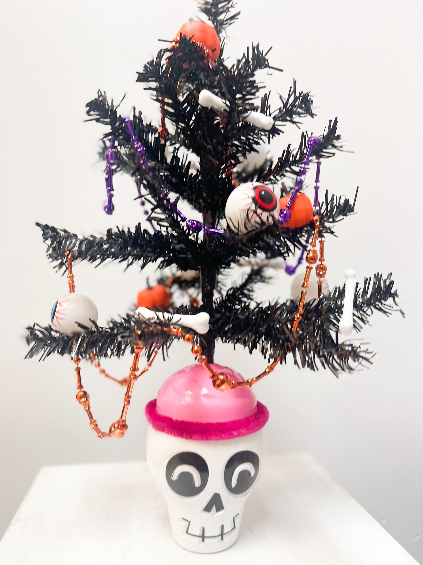 Halloween Tree with White Skull Base