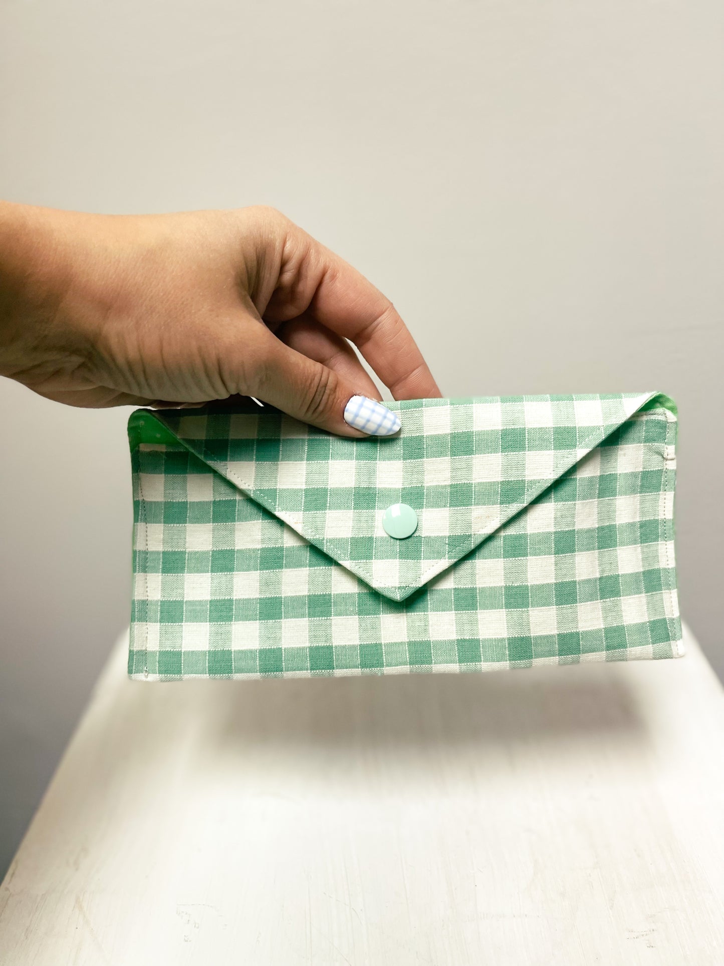 Handmade Green Gingham Wallet