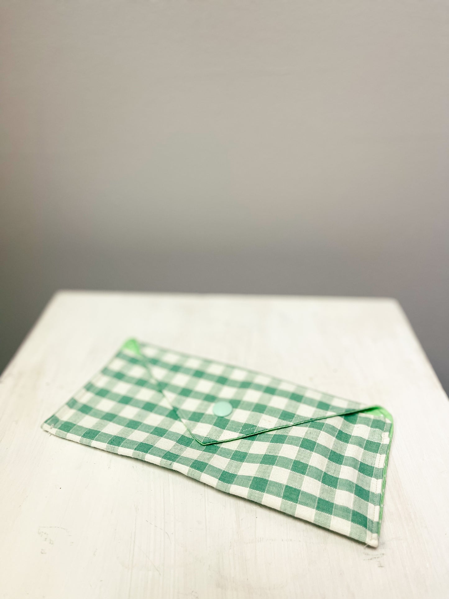 Handmade Green Gingham Wallet