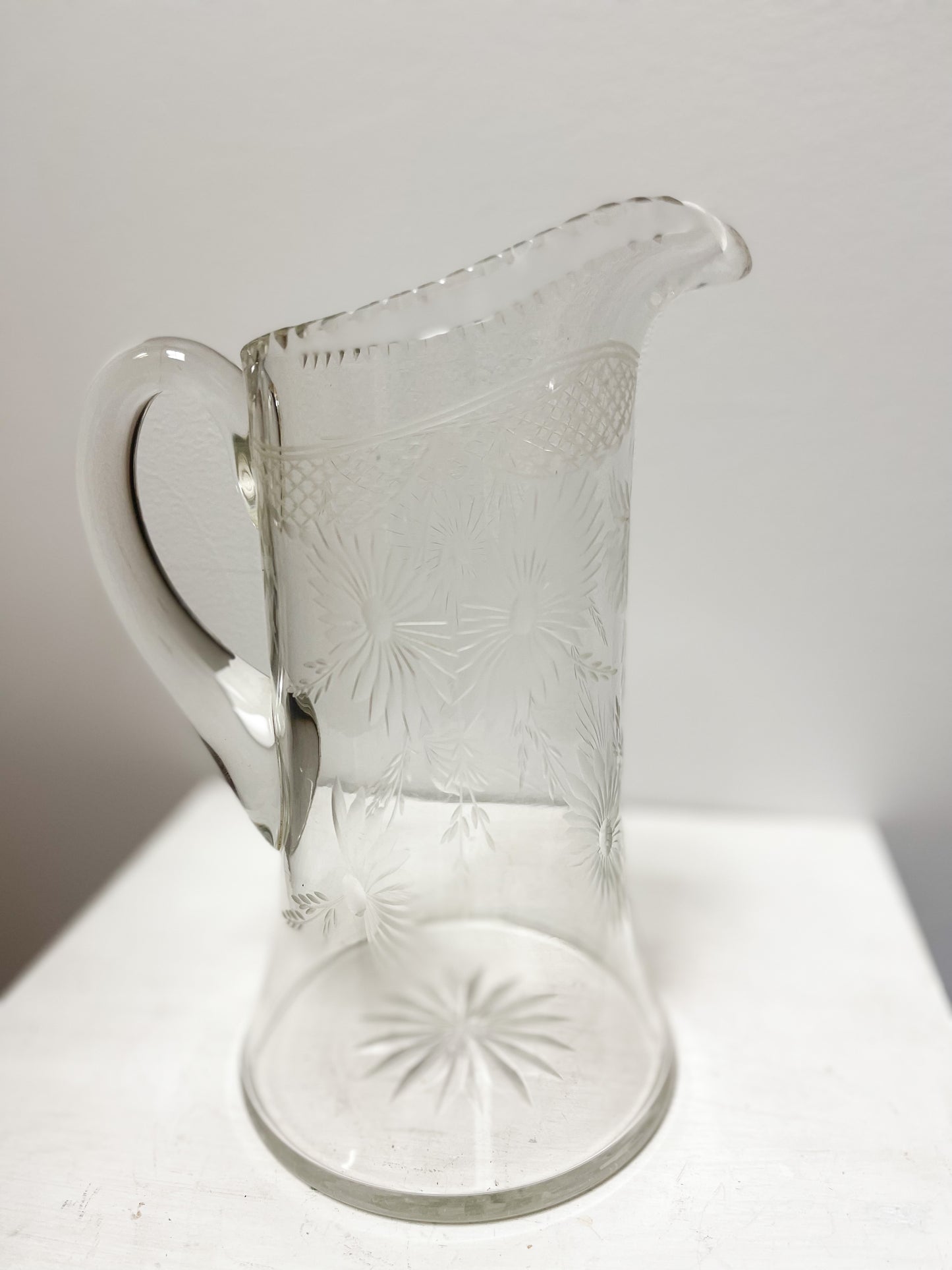 Etched Glass Pitcher