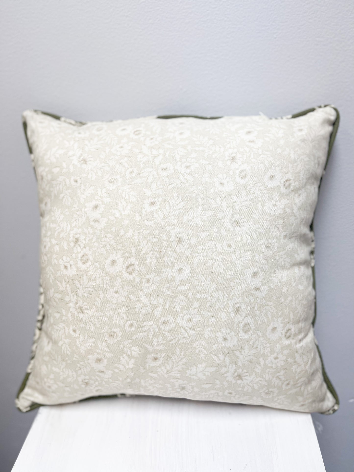 Green Floral Quilted Accent Pillow