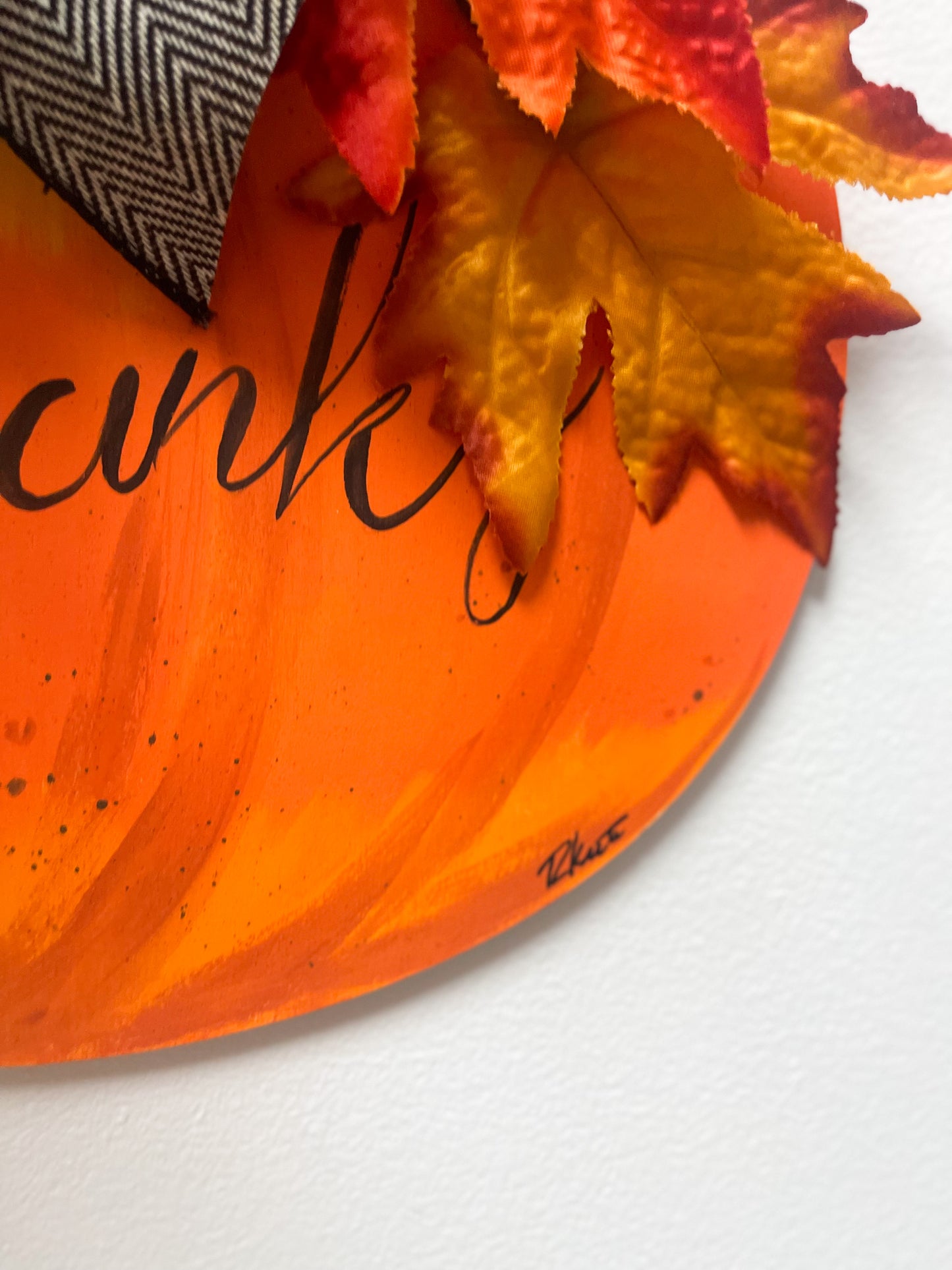 Hand Painted Give Thanks Pumpkin sign