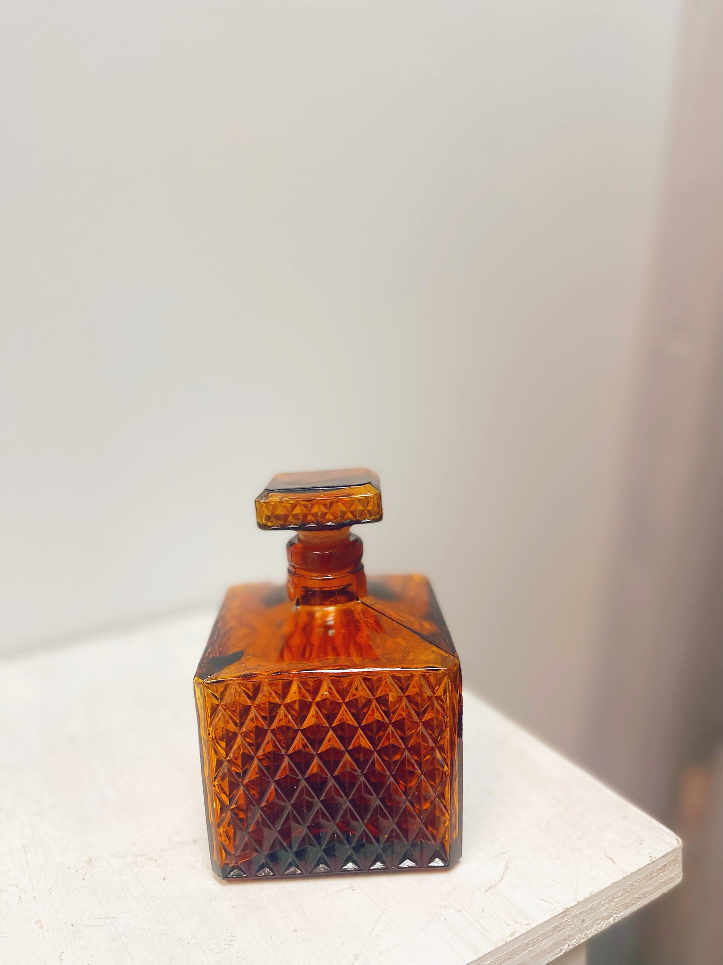 Amber glass decanter