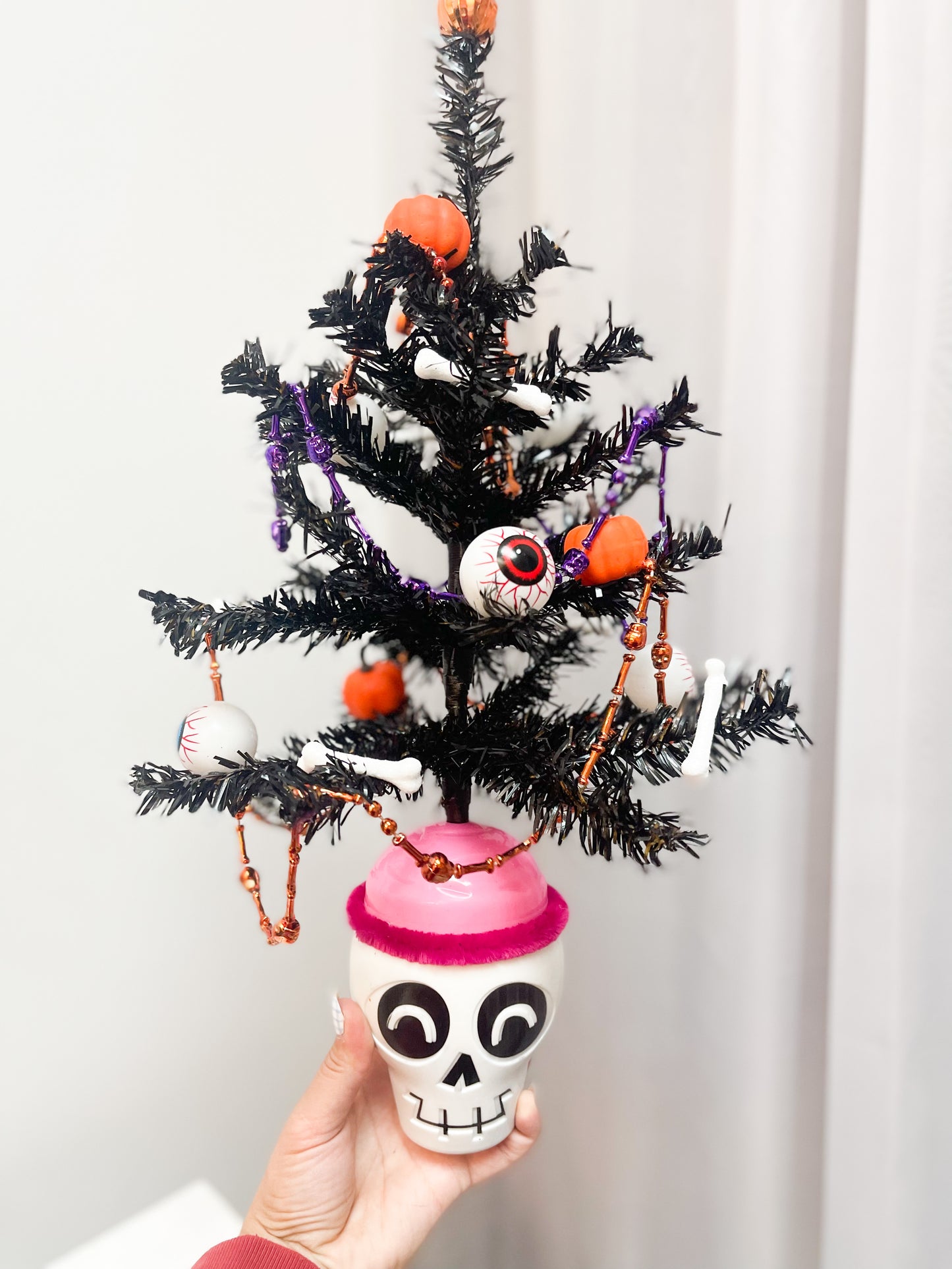 Halloween Tree with White Skull Base