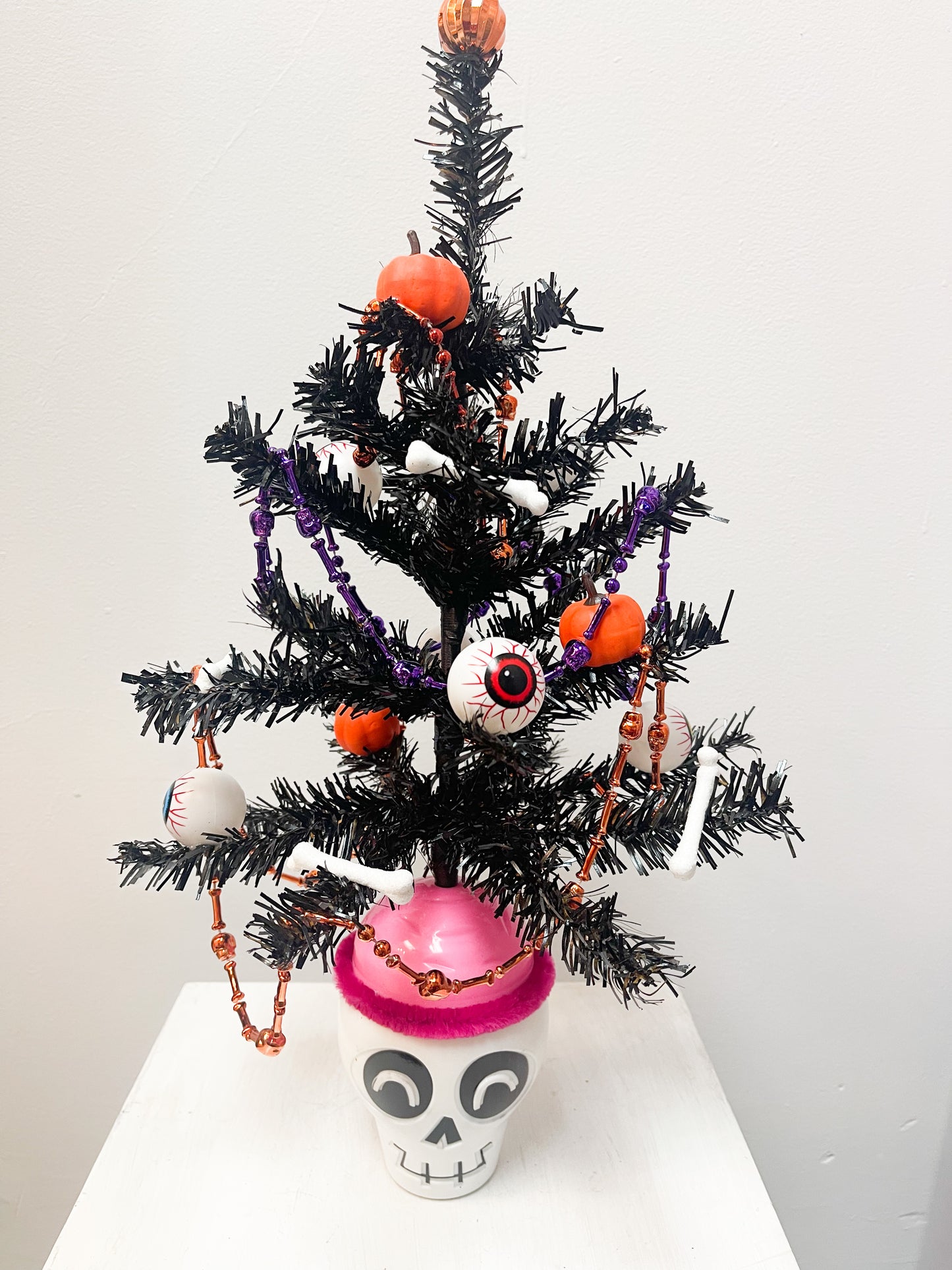 Halloween Tree with White Skull Base