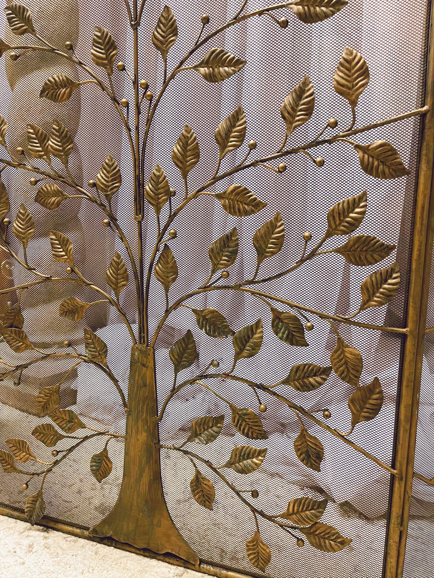 Metal Fireplace Screen with tree design